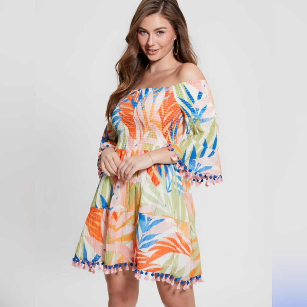 GUESS Colorful Off-Shoulder Women's summer dress
